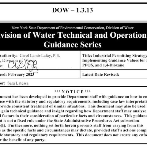 TOGS 1.3.13.: Industrial Permitting Strategy for Implementing Guidance Values