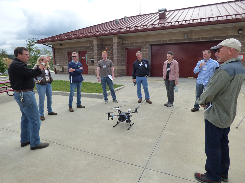 Instructor John Ennis (GES) and attendees fly the DJI Matrice 210 RTK