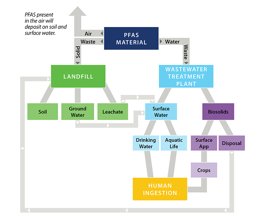 Typical Life Cycle of PFAS in the Environment