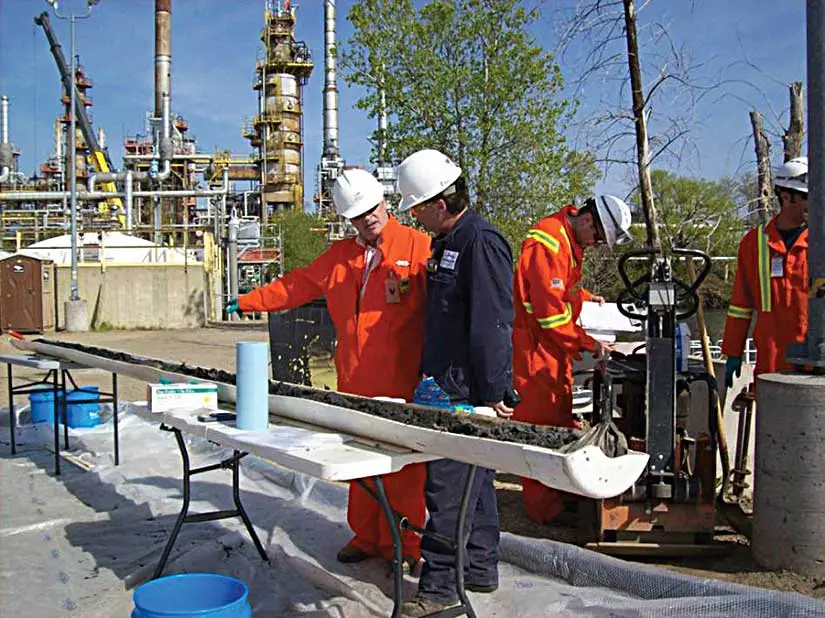 Workers looking at something on a site