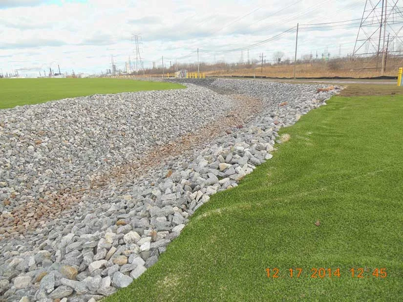 Gravel drainage ditch