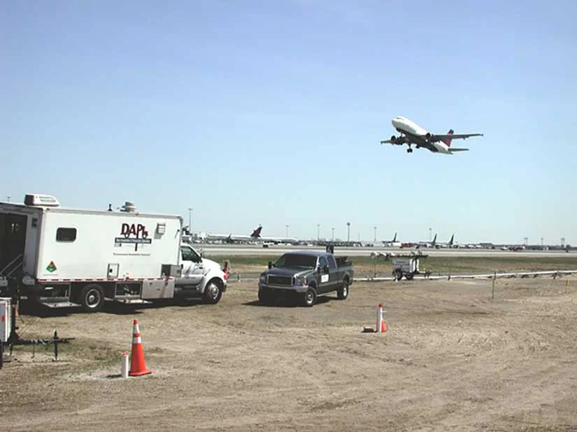 Truck on airline runway