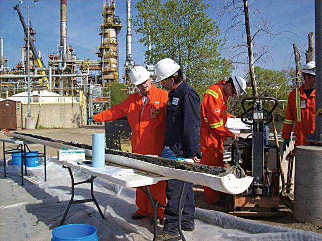 Workers looking at a site